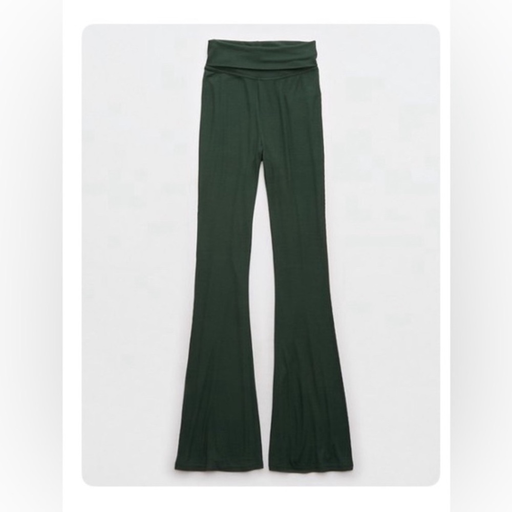 Aerie Green fold over Flared Pants